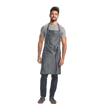 Mercer Culinary Flannery Bib Apron - Indigo Denim