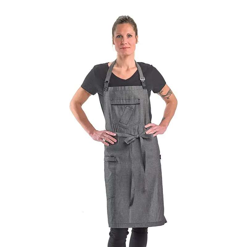 Mercer Culinary Flannery Bib Apron - Black Denim Mercer Culinary Flannery Bib Apron - Black Denim