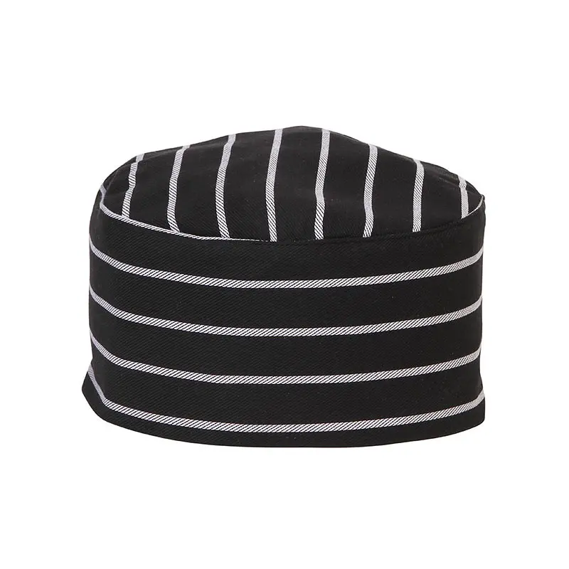 Mercer Culinary Baker's Skull Cap - No Mesh - Black w/White Chalk Stripe - Set of 12 Mercer Culinary Baker's Skull Cap - No Mesh - Black w/White Chalk Stripe - Set of 12