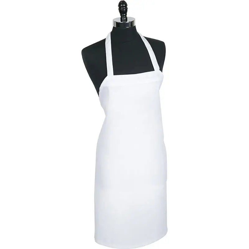 Mercer Culinary Economy Bib Apron without Pocket - White - 33" x 29" -