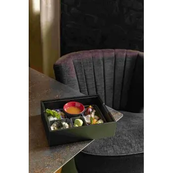 Broggi Collection Wood Bento Box. Rectangular. Black Wood