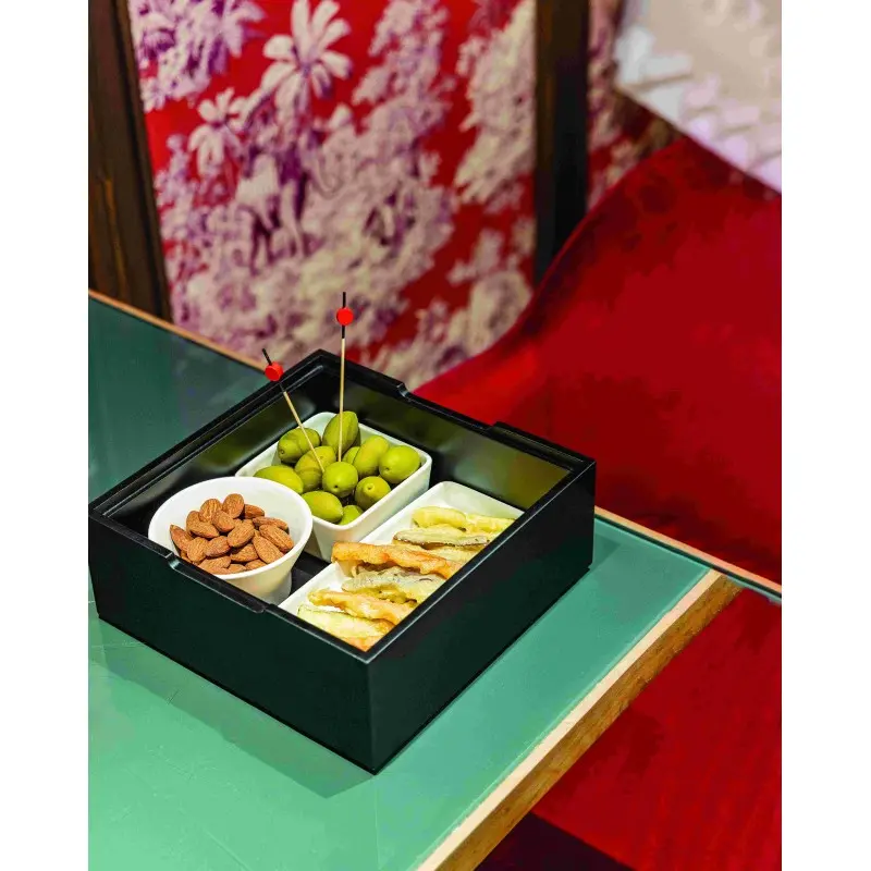 Broggi Collection Wood Bento Box. Rectangular. Black Wood