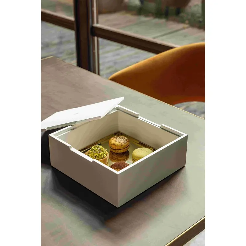 Broggi Collection Wood Bento Box. Square. Black Wood