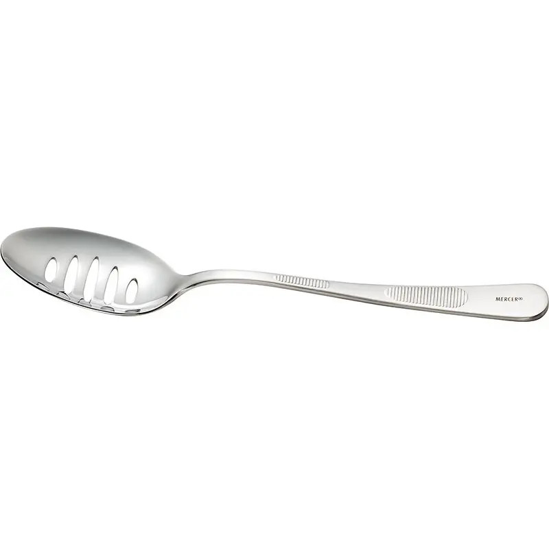 Mercer Culinary Plating Spoon - Slotted Bowl - 7 7/8" - Set of 12 Mercer Culinary Plating Spoon - Slotted Bowl - 7 7/8" - Set of 12