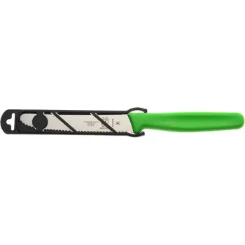 Mercer Culinary 4.3" Utility Knife - Rounded Tip - Wavy Edge - Green Handle - Set of 12