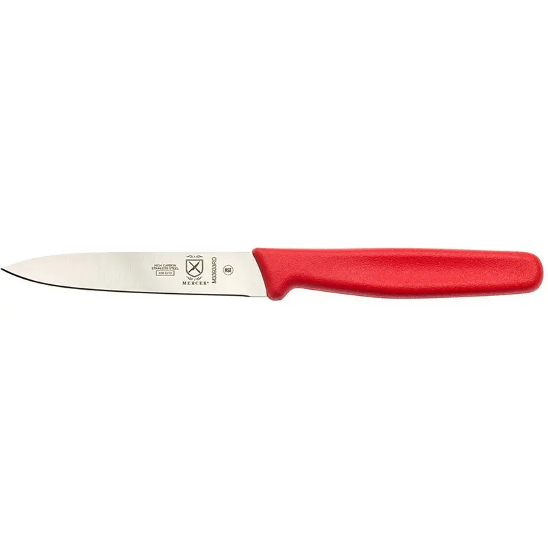Mercer Culinary 4" Bar Knife - Pointed Tip - Plain Edge - Red Handle -