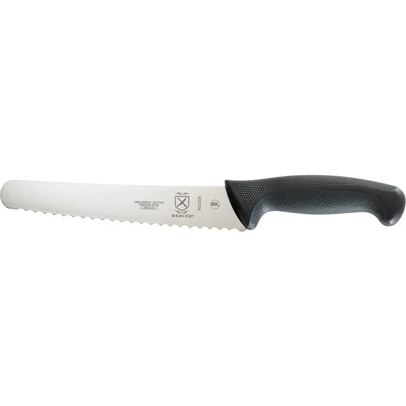 Mercer Culinary 8" Wide Bread – Wavy Edge - Black Handle - Set of 6