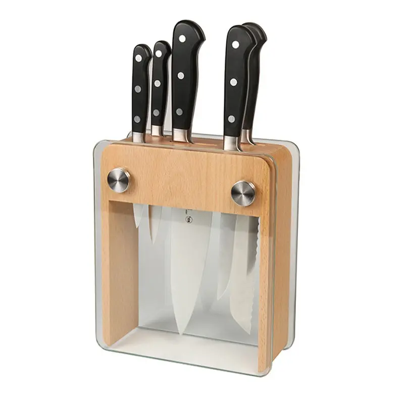 Mercer Culinary 6 - Pc. Knife Block Set - Beech Wood & Glass - Set of 3 Mercer Culinary 6 - Pc. Knife Block Set - Beech Wood & Glass - Set of 3