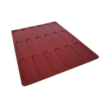 SILMAE Professional Eclair Fondant Topping Silicone Mold - 115 mm x 33 mm x 3 mm – 10.2 ml - 18 cavity