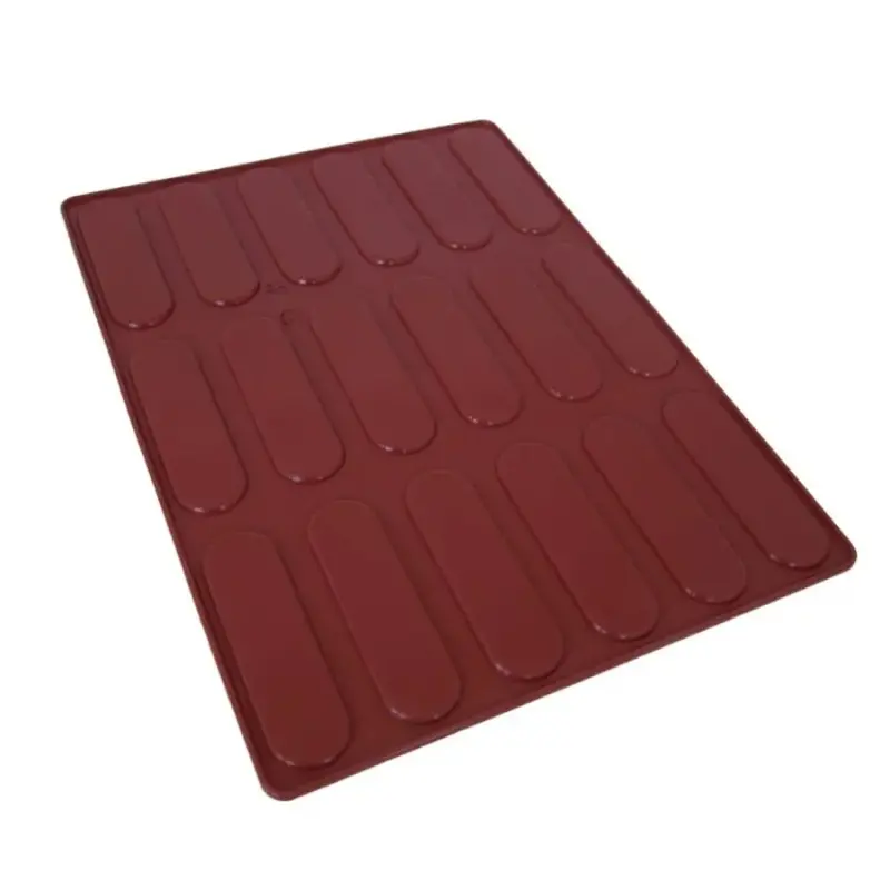 SILMAE Professional Eclair Fondant Topping Silicone Mold - 115 mm x 33 mm x 3 mm – 10.2 ml - 18 cavity