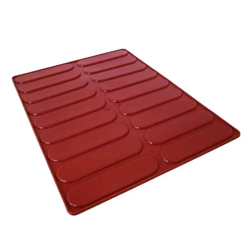 SILMAE Professional Eclair Fondant Topping Silicone Mold - 135 mm x 33 mm x 3 mm – 11.9 ml - 18 cavity SILMAE Professional Eclair Fondant Topping Silicone Mold - 135 mm x 33 mm x 3 mm – 11.9 ml - 18 cavity
