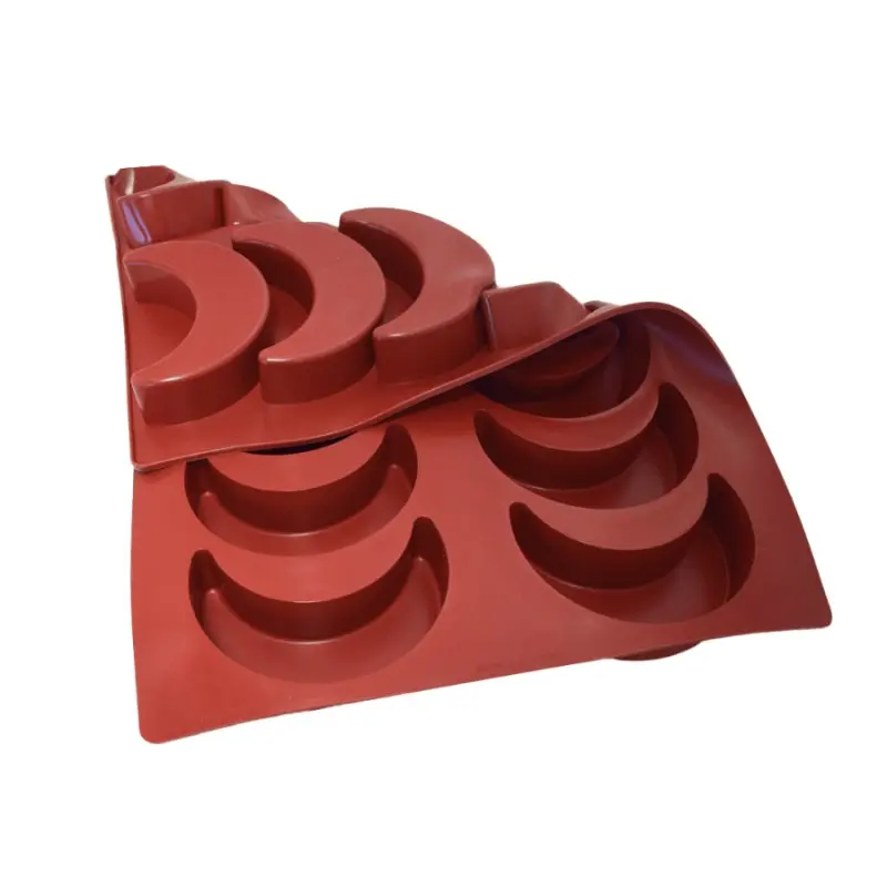 SILMAE Professional Half Moon Silicone Brioche Mold - 140 mm x 93.75 x 40 mm - 278ml - 14 cavity
