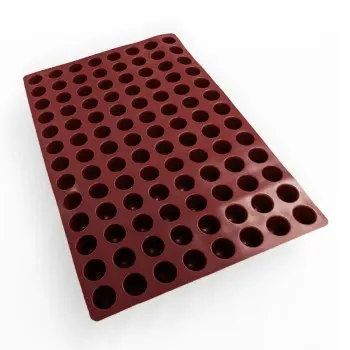 SILMAE Professional Mini Merveilleux Dome Silicone Pastry Mold - Ø 34 mm x 47 mm - 38ml - 104 cavity