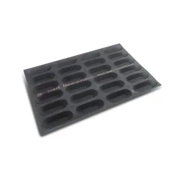 FIBERMAE Professional Instant Oblong Tart Kit Mold with Cookie Cutter - 132 mm x 67 mm x 30 mm - 80ml - 24 cavity