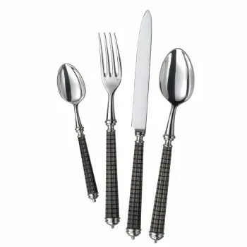 Alain Saint Joannis Quadrille Black Collection Premium Silverplated Salad Set - 2Pc - 1 Piece