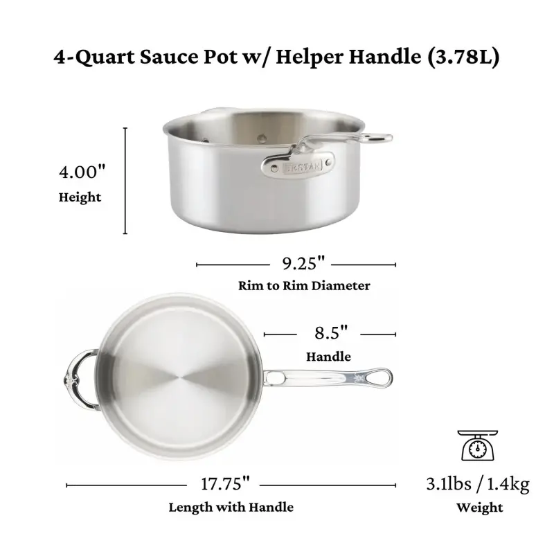 Hestan 22cm/4qt Open Saucepan w/ HH - Set of 2