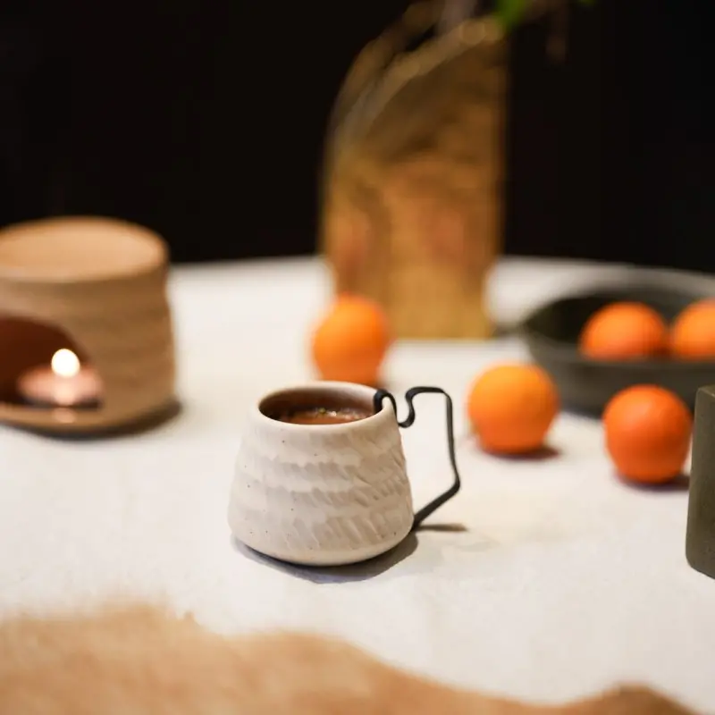 Handcrafted Elegant Small Ceramic Cup - 5.5 cm Dia - 5.5 cm Height - 120 ml - Case of 12