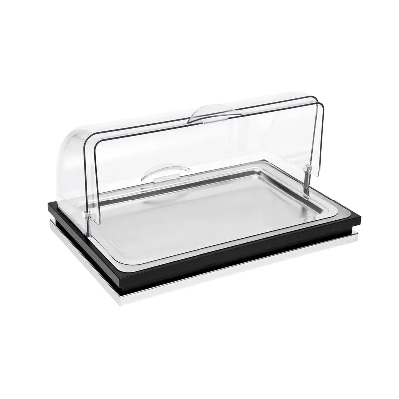 Elegant Zerouno Service Tray - Cool - Stainless Steel - Roll Top gn 1/1