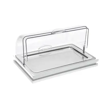 Elegant Zerouno Service Tray - Cool - Stainless Steel - Roll Top gn 1/1