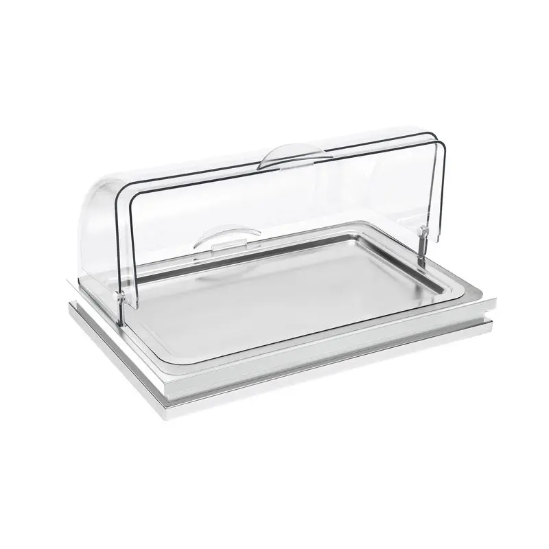 Elegant Zerouno Service Tray - Cool - Stainless Steel - Roll Top gn 1/1