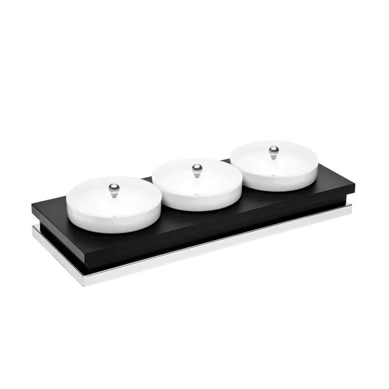Elegant Zerouno Display 3 Porcelain Bowls Ø14 cm With Lids Elegant Zerouno Display 3 Porcelain Bowls Ø14 cm With Lids