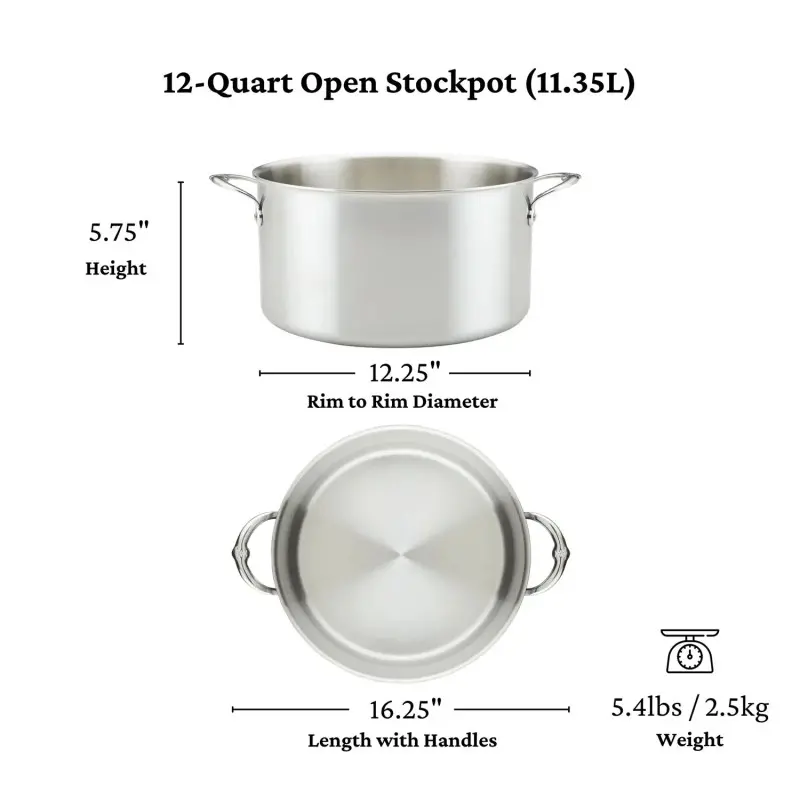 Hestan 30cm/12qt Open Stockpot (165mm height) - Set of 2