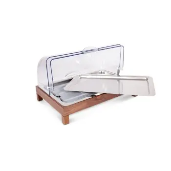 Elegant Nature Service Tray - Cool - Stainless Steel - Roll Top gn 1/1