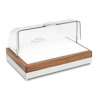 Elegant Fantasy Inox-Wood Service Tray - Pe Cutting Board - Cool - Roll Top Cover
