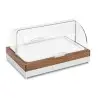 Elegant Fantasy Inox-Wood Service Tray - Porcelain - Cool - Roll Top Cover