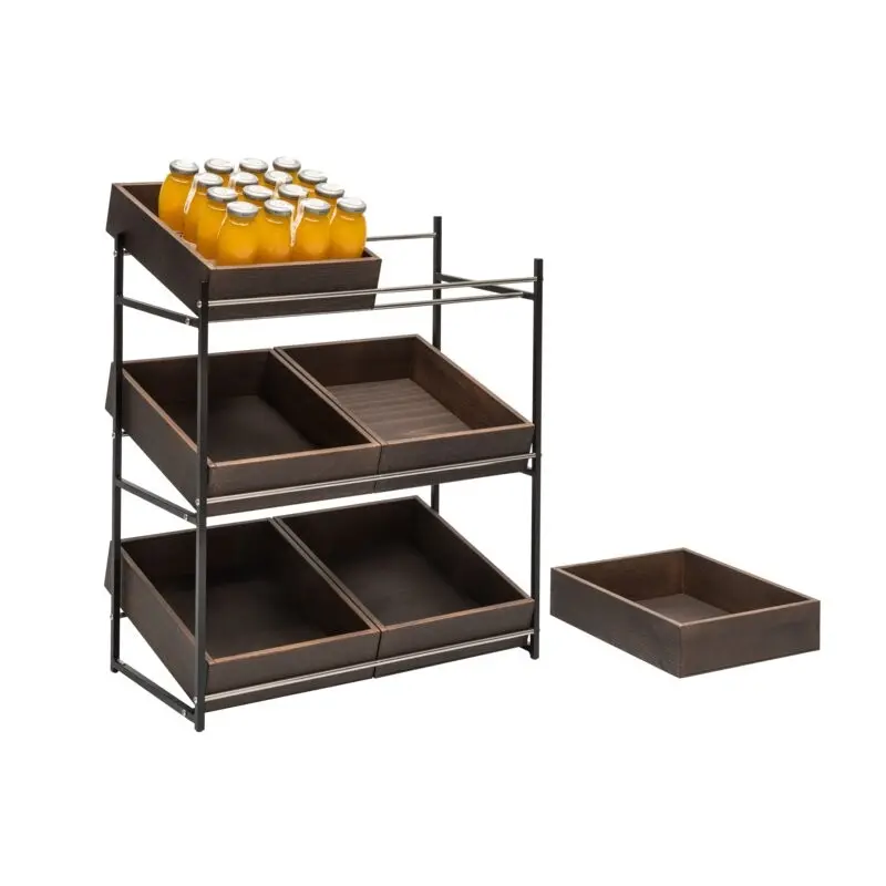Elegant Display Dolomiti Wood Rack gn 1/1 3 Levels + 6 Wooden Boxes Included