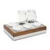 Elegant Fantasy Inox-Wood Service Tray - Plastic Insert With Holes - 2 Multipurpose Pitchers - 4 Porcelain Bowls - Cool