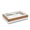 Elegant Fantasy Inox-Wood Service Tray - 2 Bowls - 2 Lids - Cool