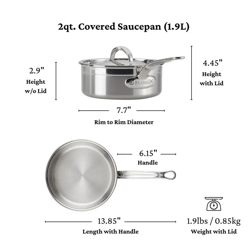 Hestan 2.0qt Covered Saucepan (18cm) - Set of 2 Hestan 2.0qt Covered Saucepan (18cm) - Set of 2
