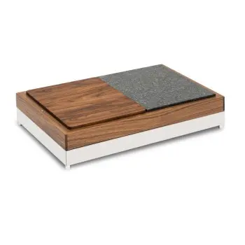Elegant Fantasy Inox-Wood Service Tray - Granite Dark gn 1/2 - Wood gn 1/2 - Cool