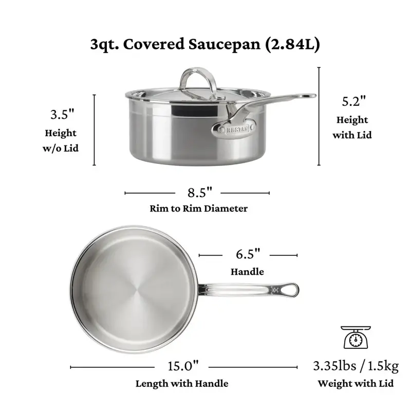 Hestan 3.0qt Covered Saucepan (20cm) - Set of 2 Hestan 3.0qt Covered Saucepan (20cm) - Set of 2