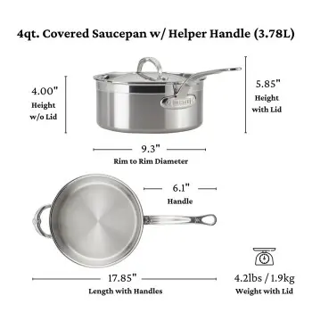 Hestan 4.0qt Covered Saucepan w/helper handle (22cm) - Set of 2