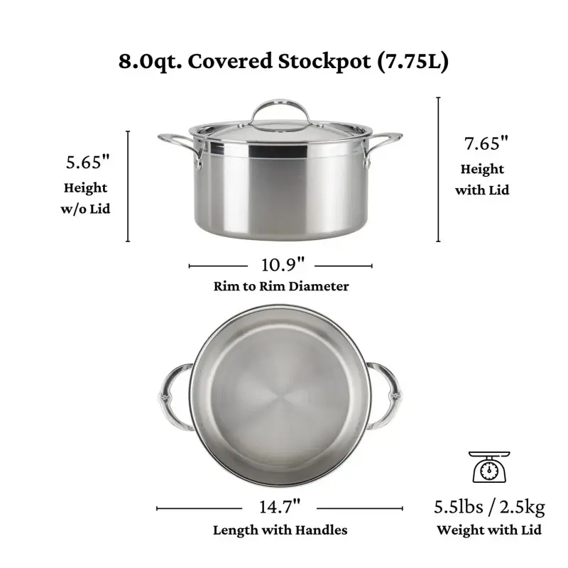 Hestan 8.0qt Covered Stockpot (26cm) - Set of 2