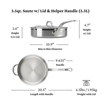 Hestan 3.5qt Covered Sauté Pan w/helper handle (26cm) - Set of 2