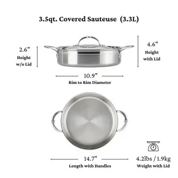 Hestan 3.5qt Covered Braiser/Sauteuse (26cm) - Set of 2