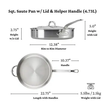 Hestan 5.0qt Covered Sauté Pan w/helper handle (30cm) - Set of 2