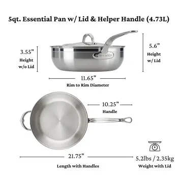 Hestan 5.0qt Covered Essential Pan w/helper handle (28cm) - Set of 2