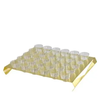 Designer Golden Plated Stainless Steel Origami Buffet Tray with 30 Cups