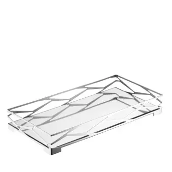 Designer Stainless Steel Trama Bar Tray with Mirror Glass