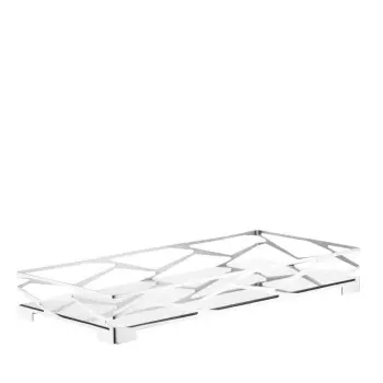Designer Stainless Steel Trama Bar Tray with Mirror Glass