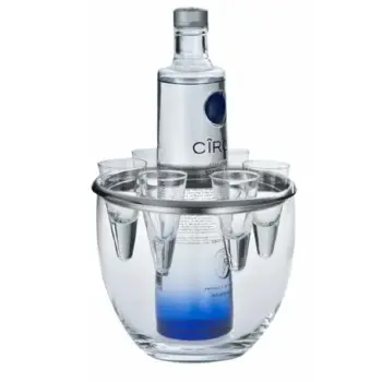 Designer Stainless Steel Soave Shots Bucket with 6 Glasses