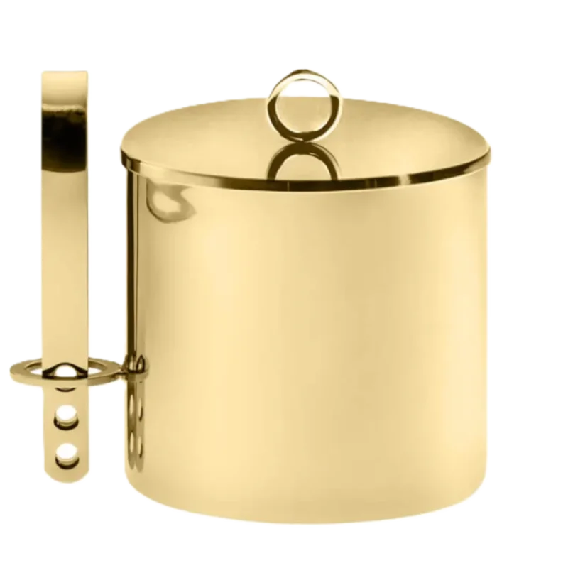 Designer Golden Plated Stainless Steel Venezia Double Bucket with Ice Tong 2.1L