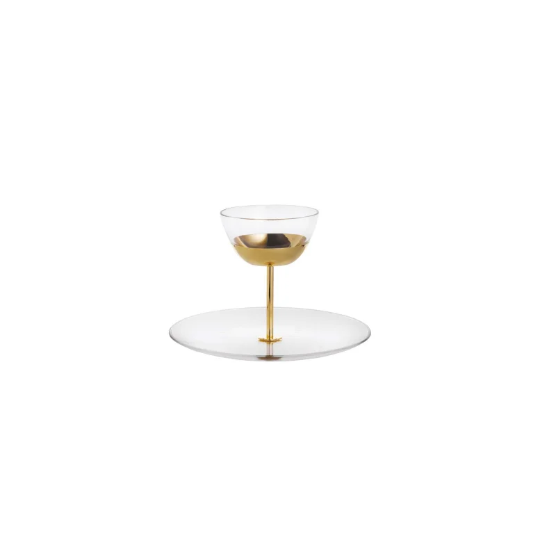 Designer Golden Plated Stainless Steel Venezia Serving Stand with 1 Plate and 1 Bowl