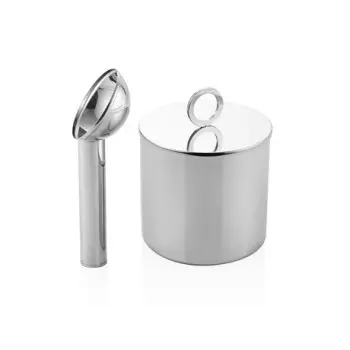 Designer Golden Plated Stainless Steel Venezia Insulated Ice Cream Bucket with Spoon 0.5L