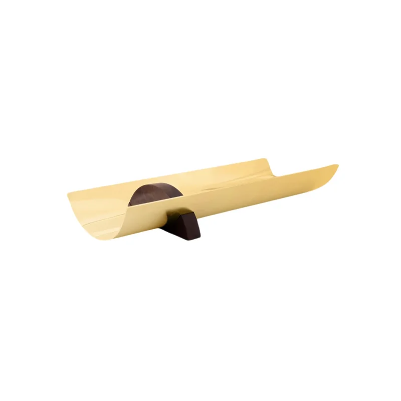 Designer Golden Plated Stainless Steel Fontana Imbuia Long Fruit Holder
