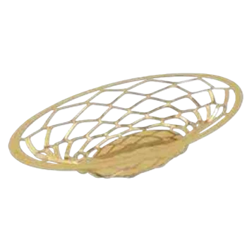 Designer Golden Plated Stainless Steel Diamante Medium Oval Bread Basket / Fruit Holder